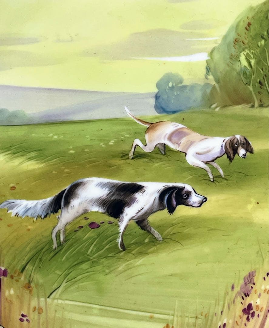 【希少】オールドノリタケ 約２５．５㎝ 手描き 猟犬図 プレート 皿