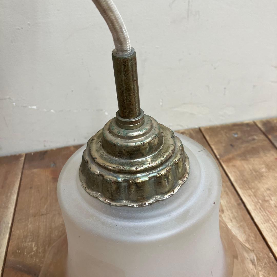 D-2 ③ 昭和レトロ フリル型 ガラスシェード ペンダントライト シーリング