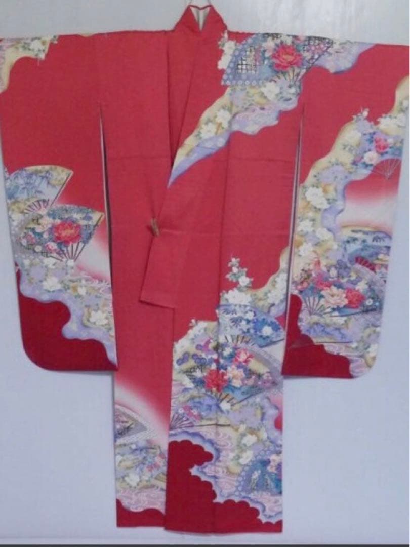 正絹振袖安心フルセット‼️ピンク赤系⭐︎美しい四季の花⭐︎鳥古典柄金彩⭐︎逸品