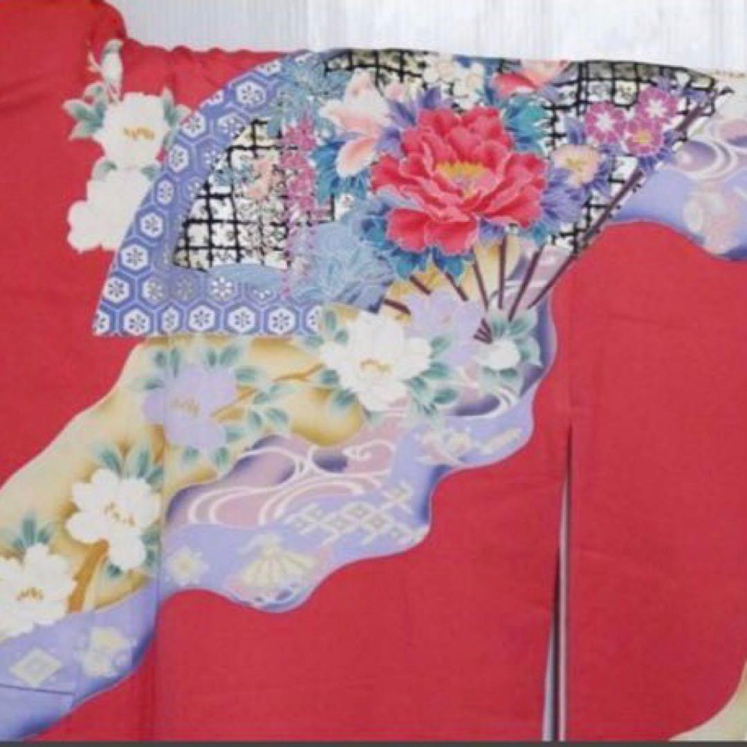 正絹振袖安心フルセット‼️ピンク赤系⭐︎美しい四季の花⭐︎鳥古典柄金彩⭐︎逸品