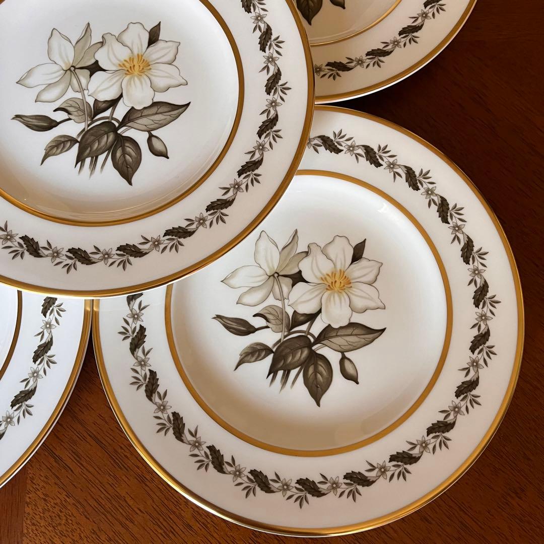 【未使用美品】ロイヤルウースター★白い花シリーズBERNINA★デザート皿　5枚