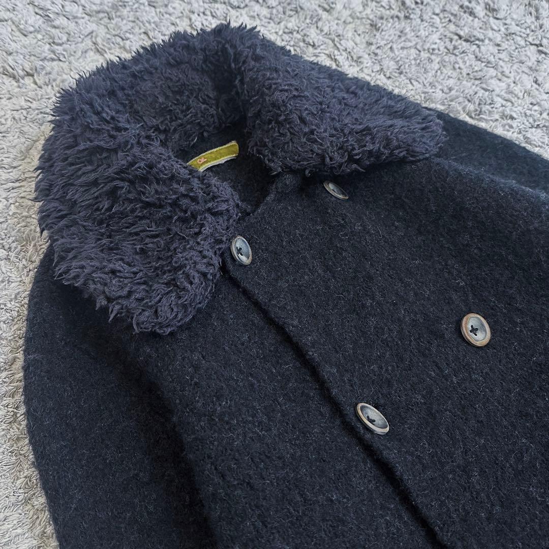 【異素材mix／コットンボア× 縮絨ウールニット】45rpm／ベルテッドコート