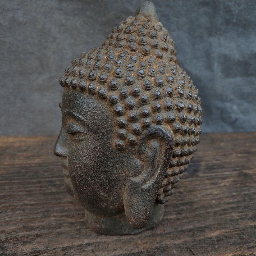 仏教美術 仏像 迦牟尼仏 約1. 5斤チベット仏教の頭の置物