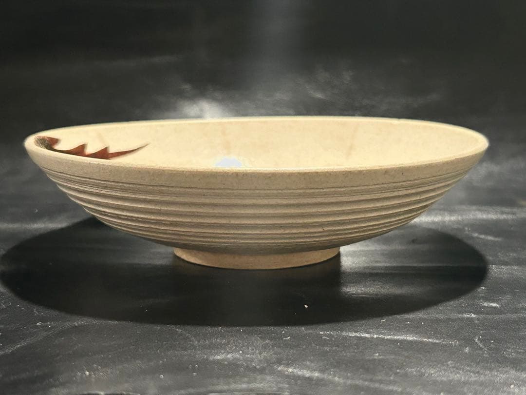 美しい古美術◾️蔵から紺色のアザミの花が描かれたステキな雰囲気の夏茶碗？が出て来た