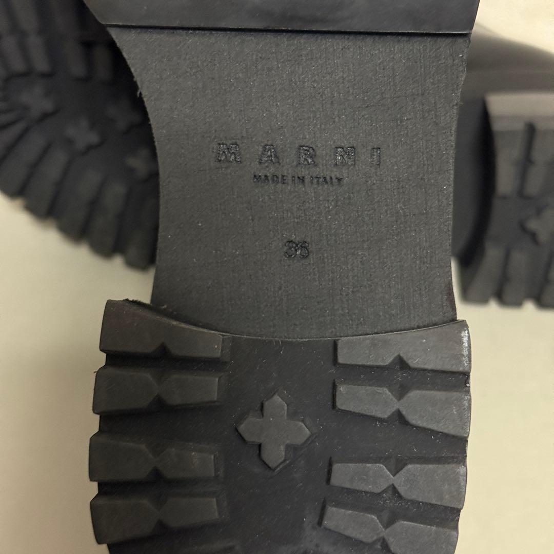 美品　マルニ　レースアップ厚底シューズ　黒　茶　レザー　39 23cm相当