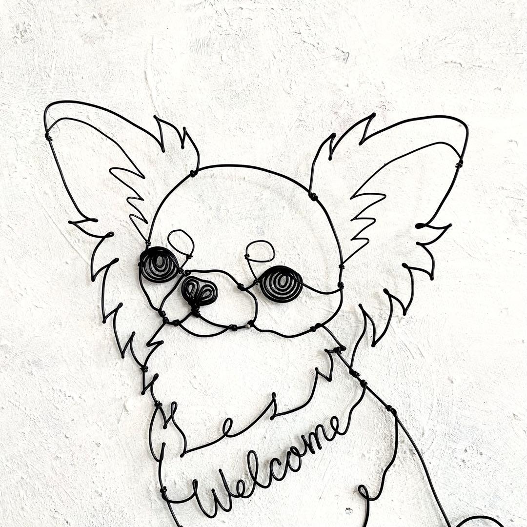 おすわりロングコートチワワ　ワイヤーアート