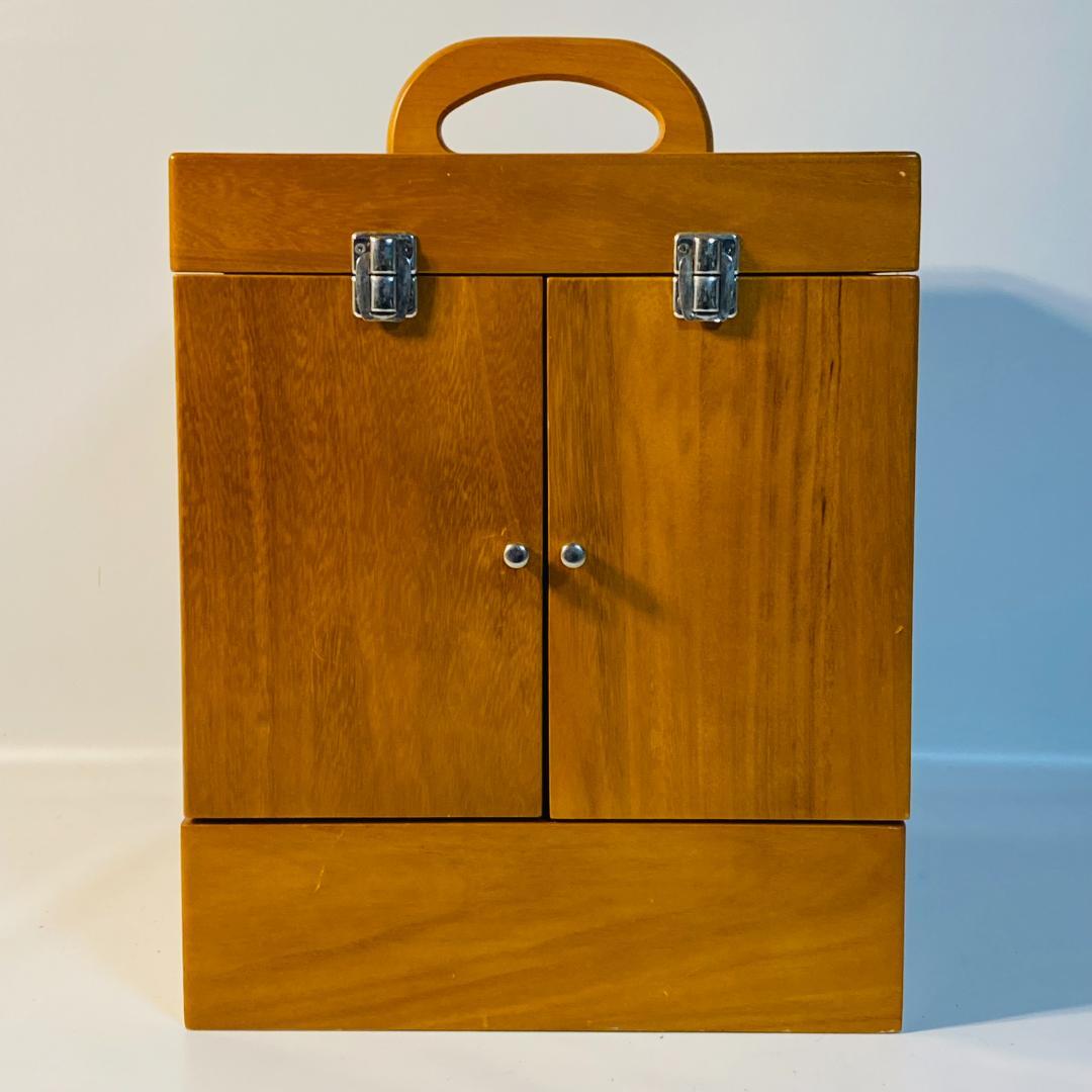 化粧箱 木目 三面鏡 木製 レトロ メイクボックス ドレッサー ② 送料込み