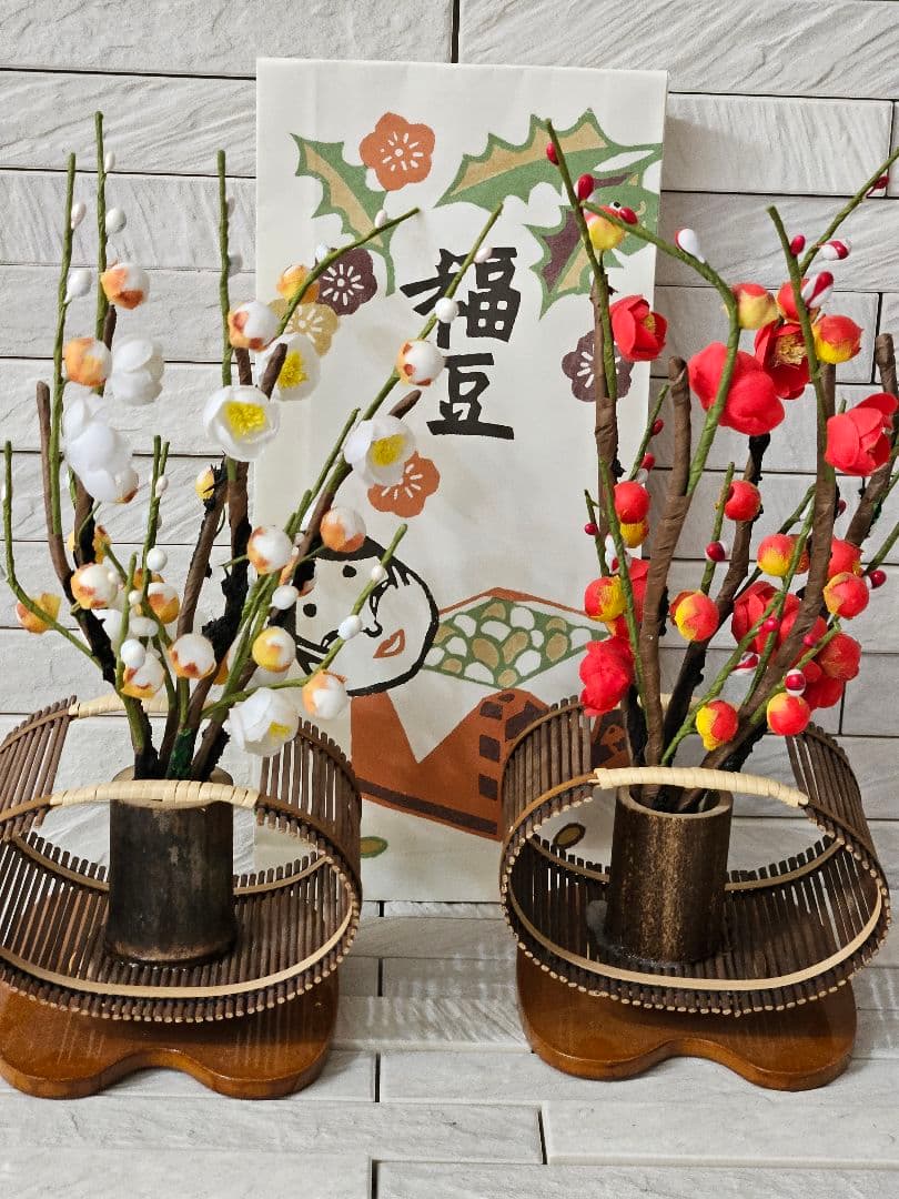 ★紅白梅　飾り　サービス色紙付き