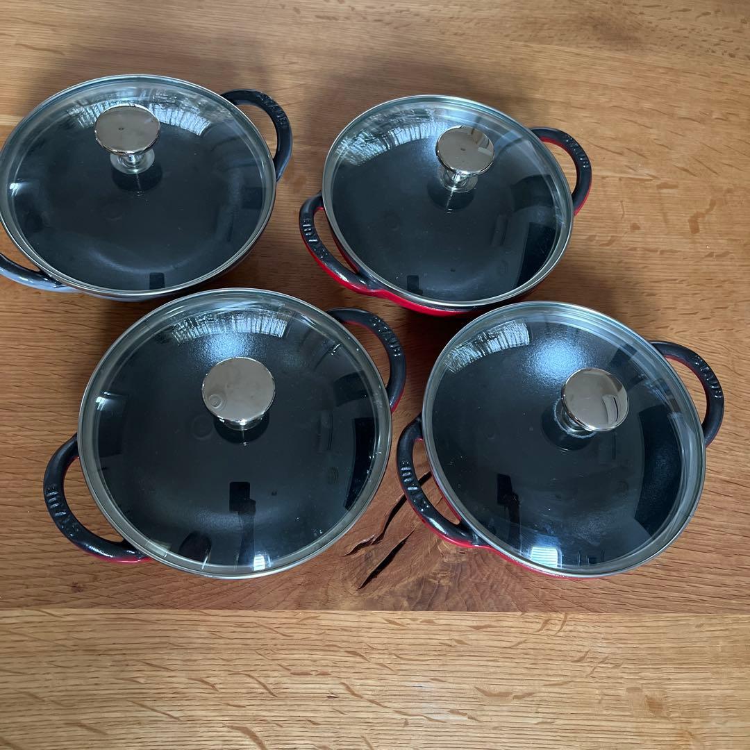 staub ベビーウォック　4個セット　廃盤　チェリー　グレー