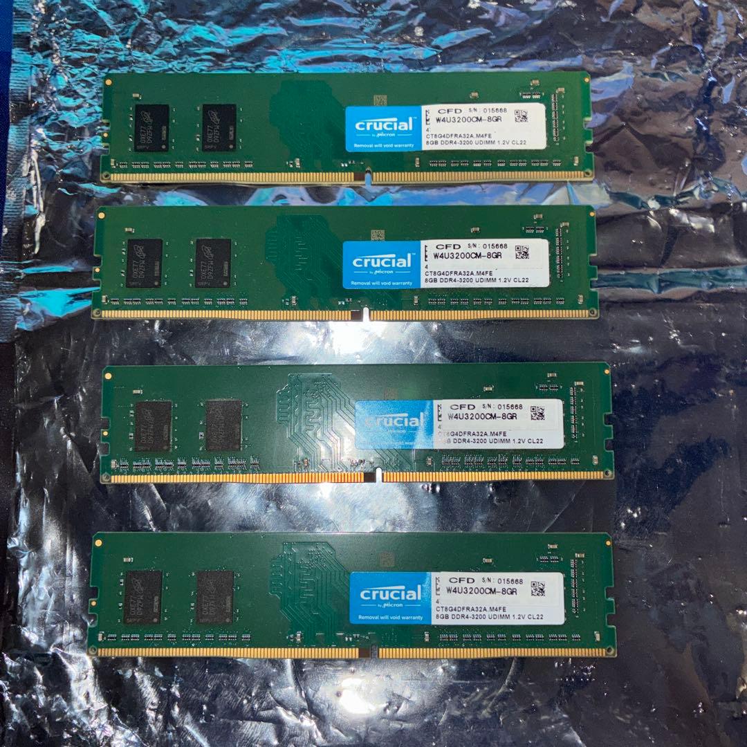 crucial W4U3200CM-8GR 4枚　DDR4 32GB