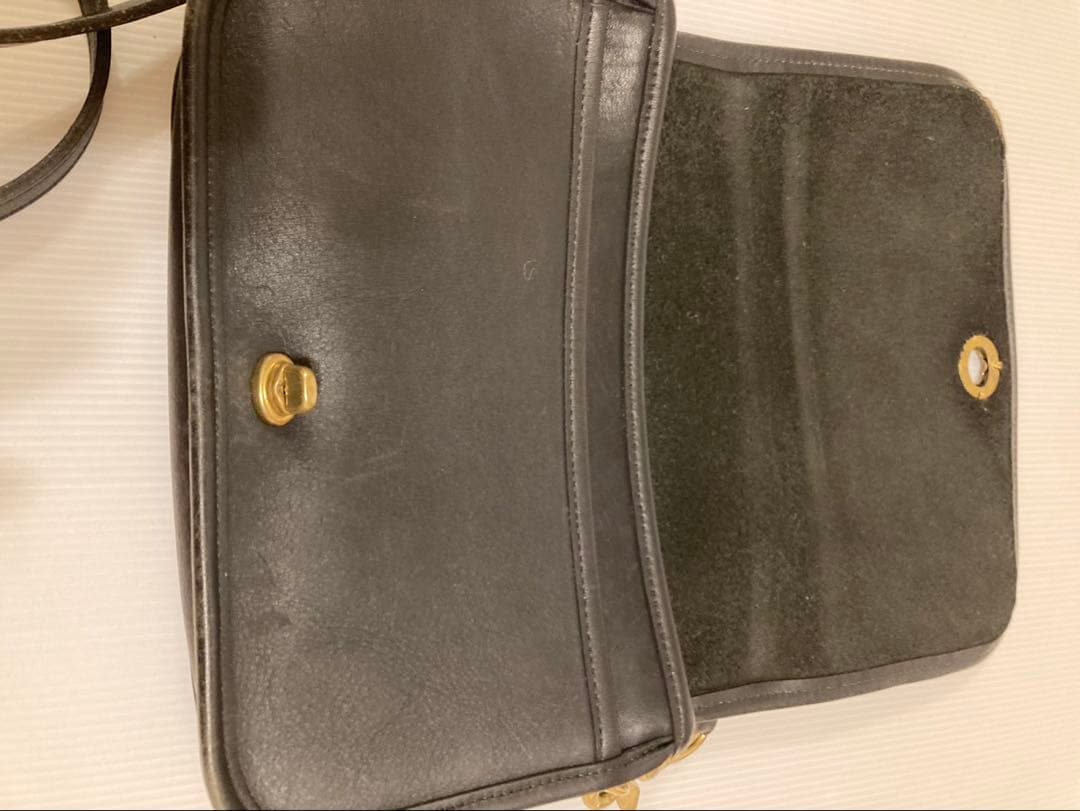 COACH オールドコーチ ショルダーバッグ　レザー　黒　ターンロック USA