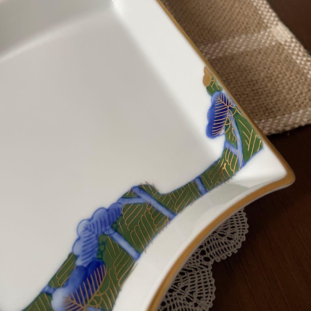 【皇室御用達】深川製磁 扇形皿 5客セット 松文様 金彩 有田焼 銘々皿 美品