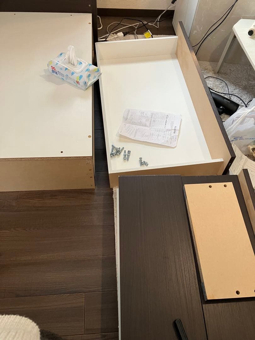 NITORI ベッドフレームシングル・ダークブラウン色 収納2口＋コンセント付き