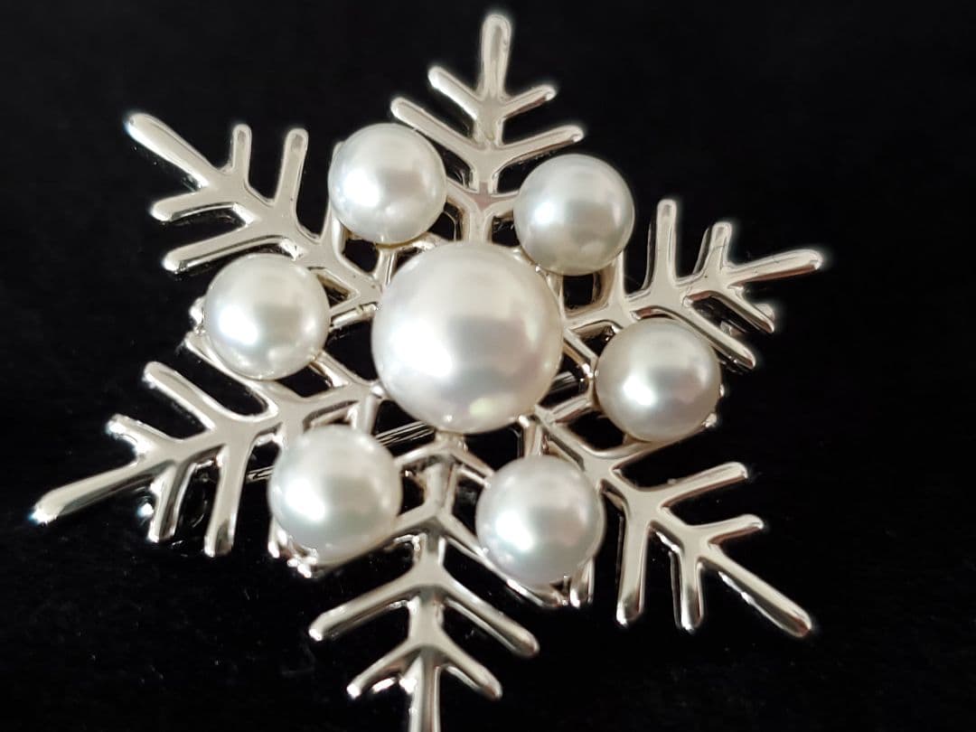 ミキモト　パール　ブローチ　雪の結晶　スノーフレーク