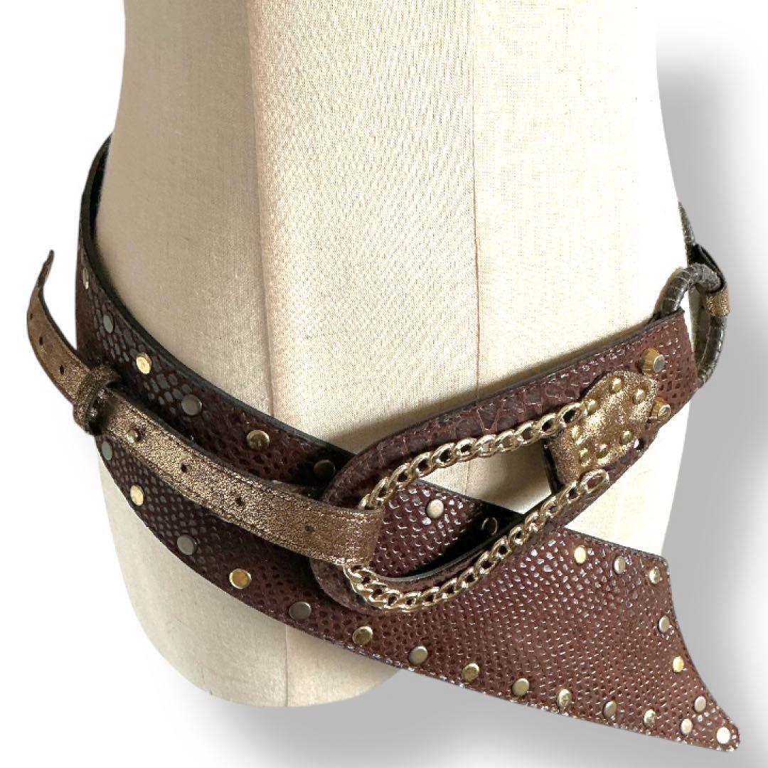 d.i.a ダイヤ　異素材ミックス スタッズ チェーン ベルト ギャル系