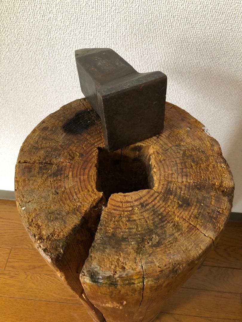 彫金　金床ヴィンテージ土台の丸太