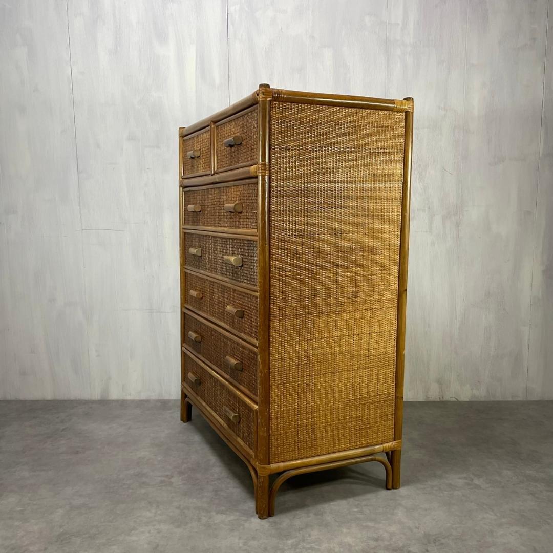 ヴィンテージ ラタンチェスト 7杯 籐家具 収納 ナチュラル レトロ ビンテージ