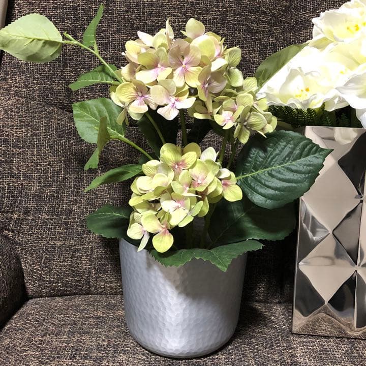 花瓶　造花　草　フラワーベース　紫陽花