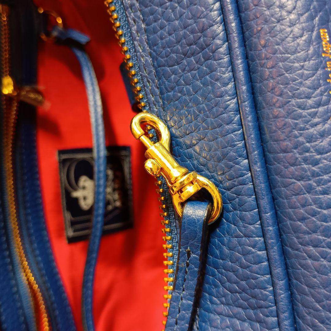 A.D.M.J. レザーショルダーバッグ 青 美品 ブルー ボストン