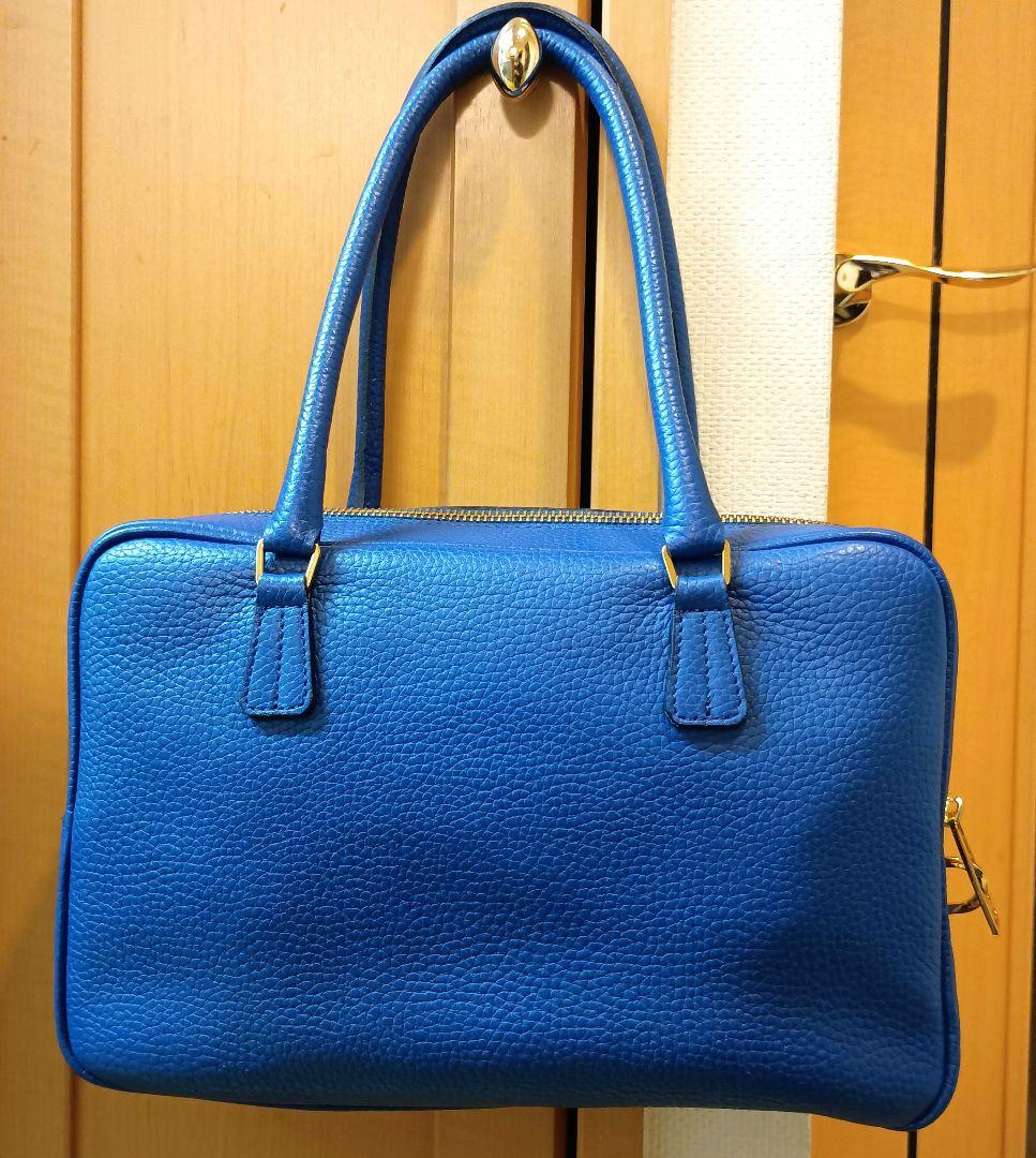 A.D.M.J. レザーショルダーバッグ 青 美品 ブルー ボストン