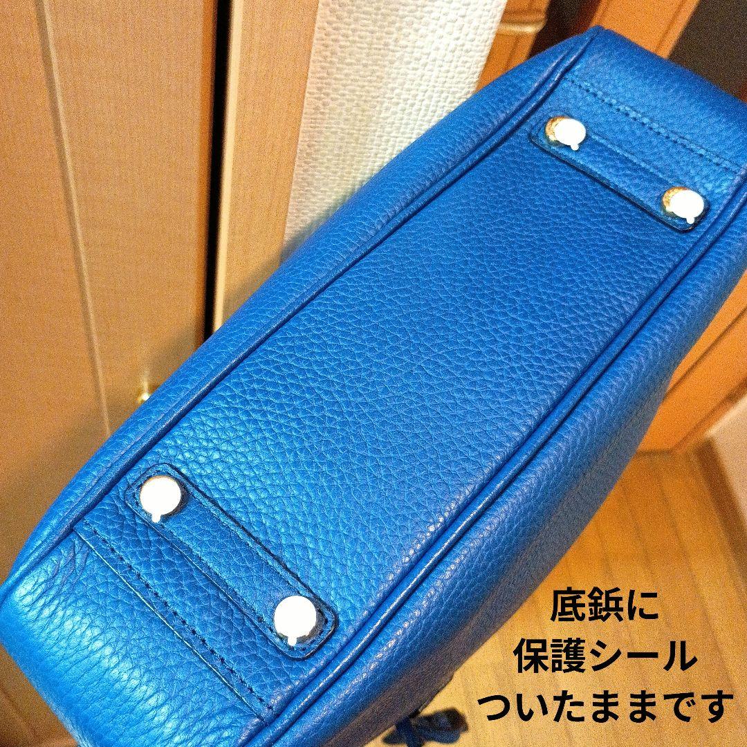 A.D.M.J. レザーショルダーバッグ 青 美品 ブルー ボストン