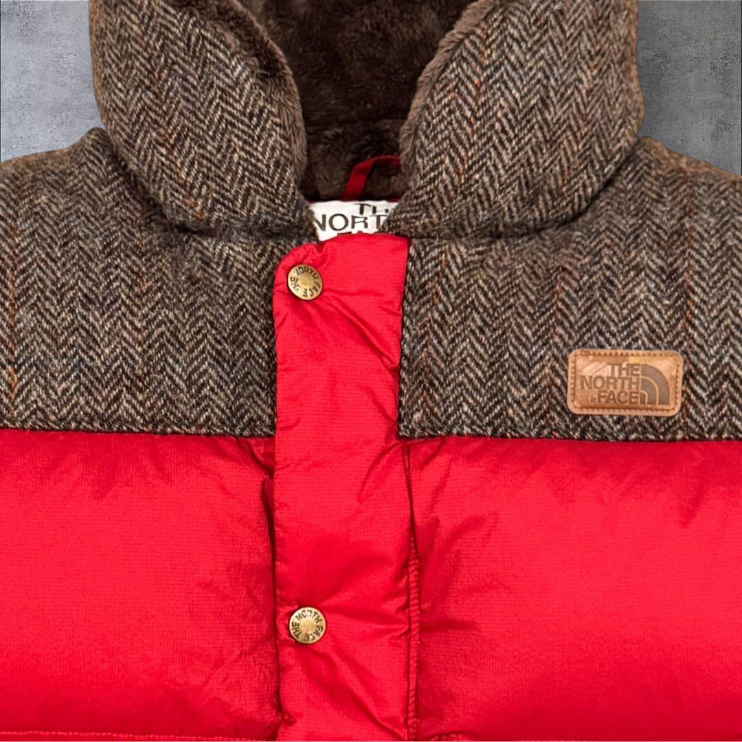 THE NORTH FACE ダウンベスト 赤 メンズXL ハリスツイード