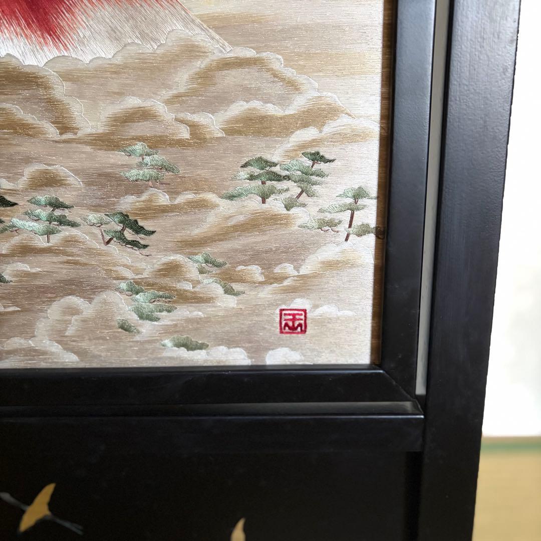 日本画刺繍の衝立