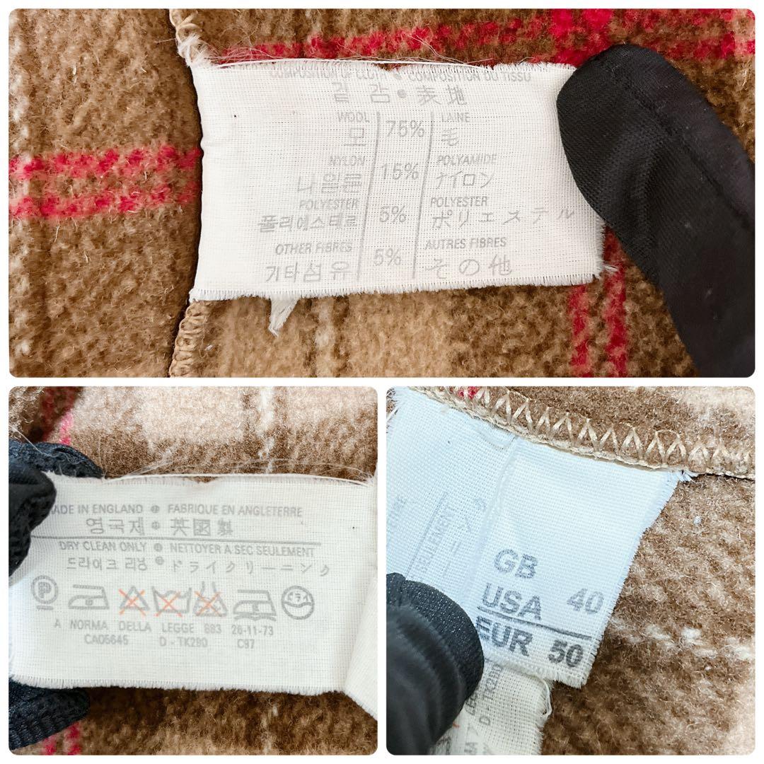 グローバーオール ダッフルコート 英国製 チェック ウール ベージュ US40