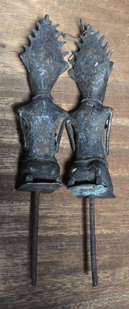 自立不可ナイジェリアヨルバ族鉄製男女オブジェアフリカプリミティブアート