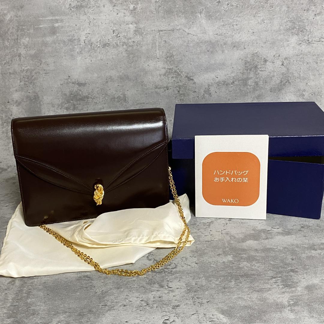 ✨極美品✨銀座和光 WAKO レザー チェーン ショルダーバッグ ゴールド