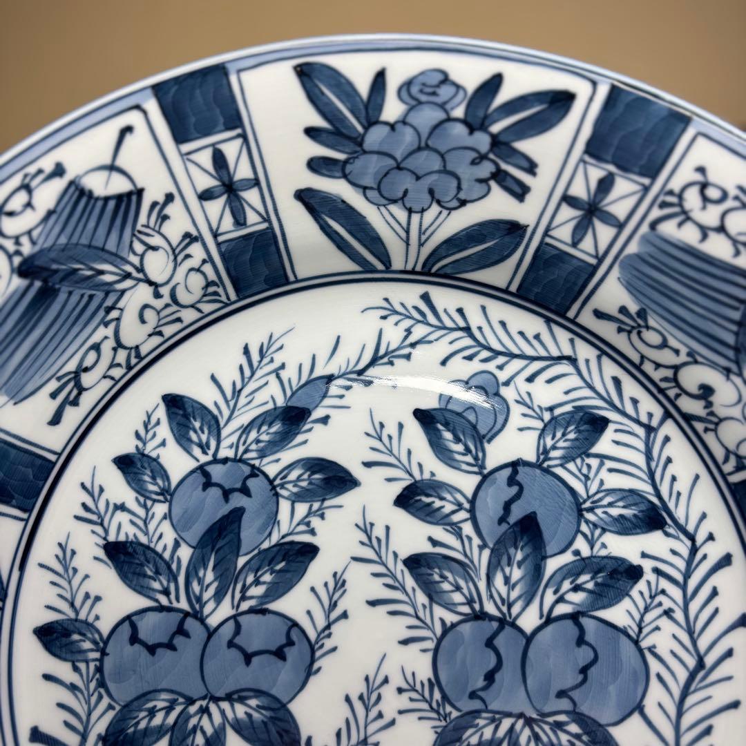 源右衛門　染付芙蓉手　大皿　木箱入り　深皿　未使用品