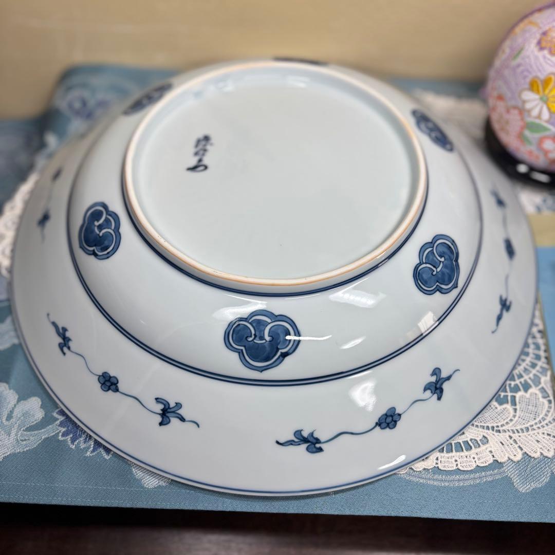 源右衛門　染付芙蓉手　大皿　木箱入り　深皿　未使用品