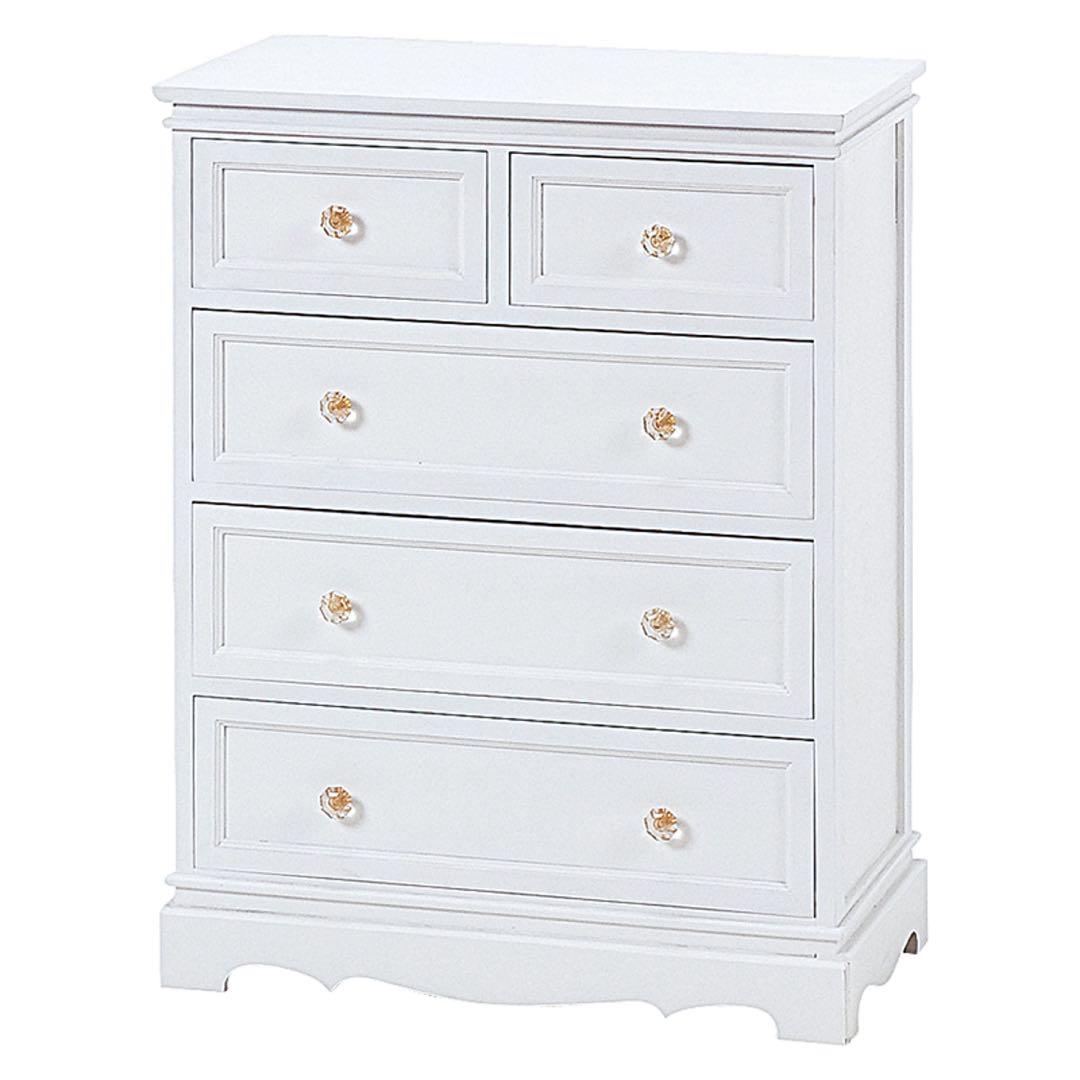 ホワイト 5段チェスト