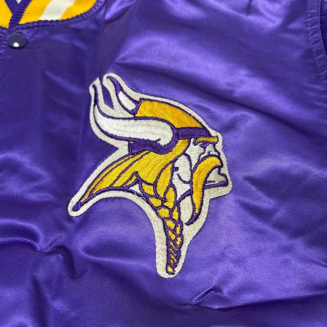 90s USA製 STARTER ナイロンスタジャン パープル VIKINGS