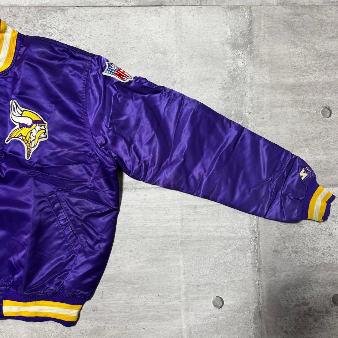 90s USA製 STARTER ナイロンスタジャン パープル VIKINGS