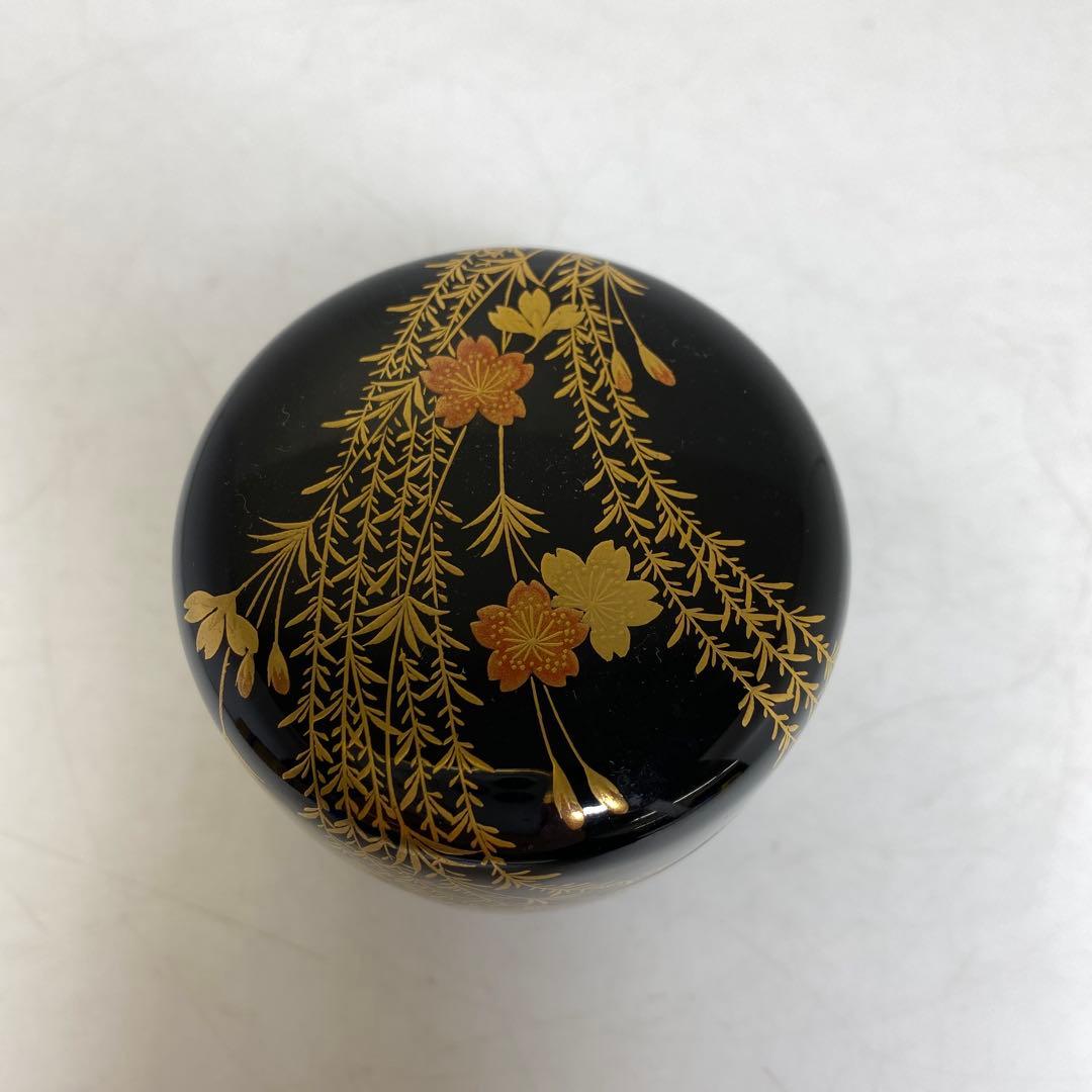 ☆2F 名工 吉田華正 蒔絵 なつめ 共箱 直径約6cm 東T8-0203