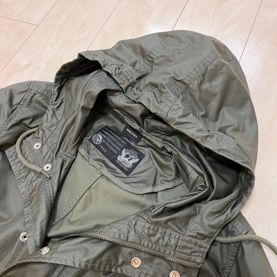 【DIESEL】フーデッドコート L カーキ オリーブ コットン100%