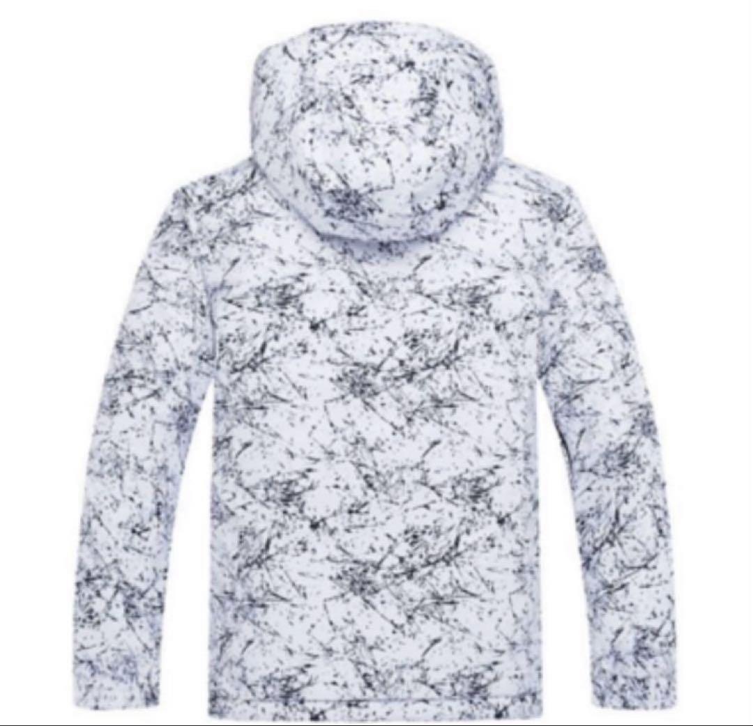 スキー スノボ ウェア ウエア 大理石 タイダイ柄 子供用 黒 ブラック 上下