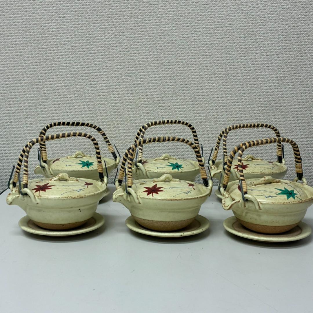 未使用　平型土瓶蒸し　6個　紅葉と松葉