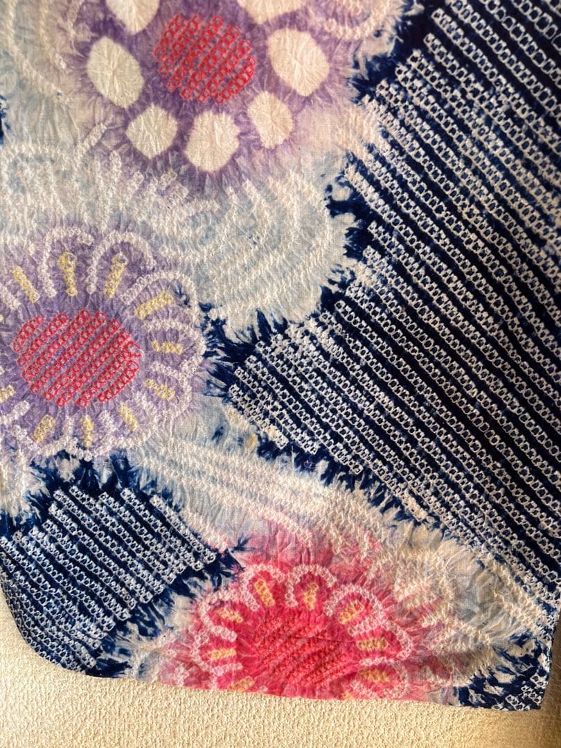 タイムセール　夏物　浴衣　有松鳴海絞り　伝統工芸品　綿　夏　祭り　ゆかた　美品