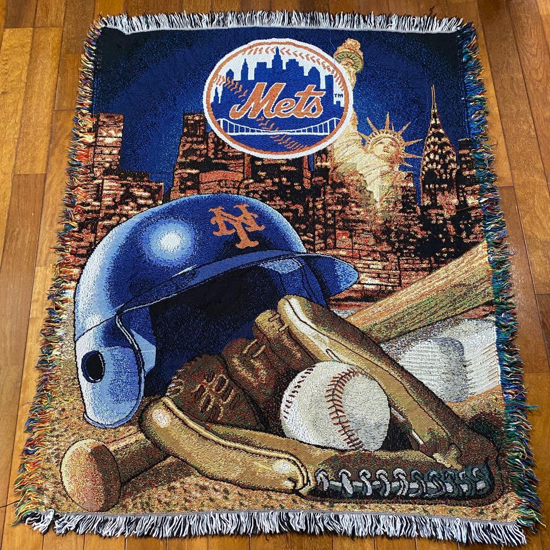 【激レア】MLBメッツMets ビンテージラグマット　USA製　野球アート
