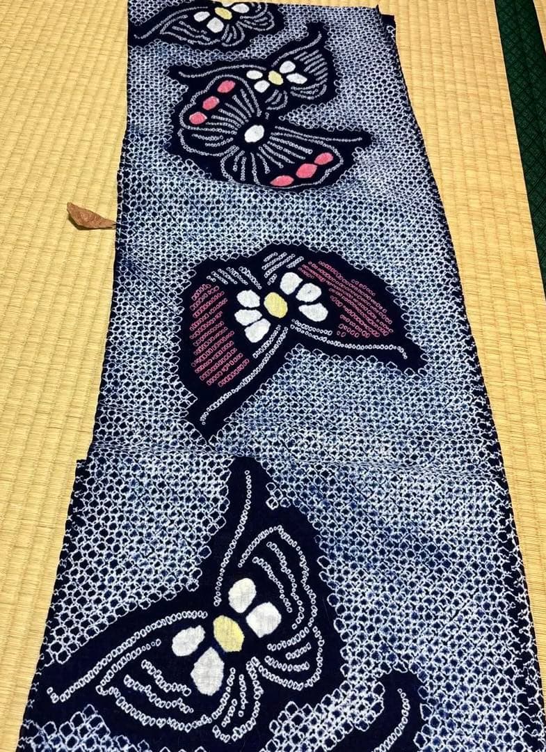 夏期限定出品　有松絞り　反物　蝶々　浴衣　タグつき