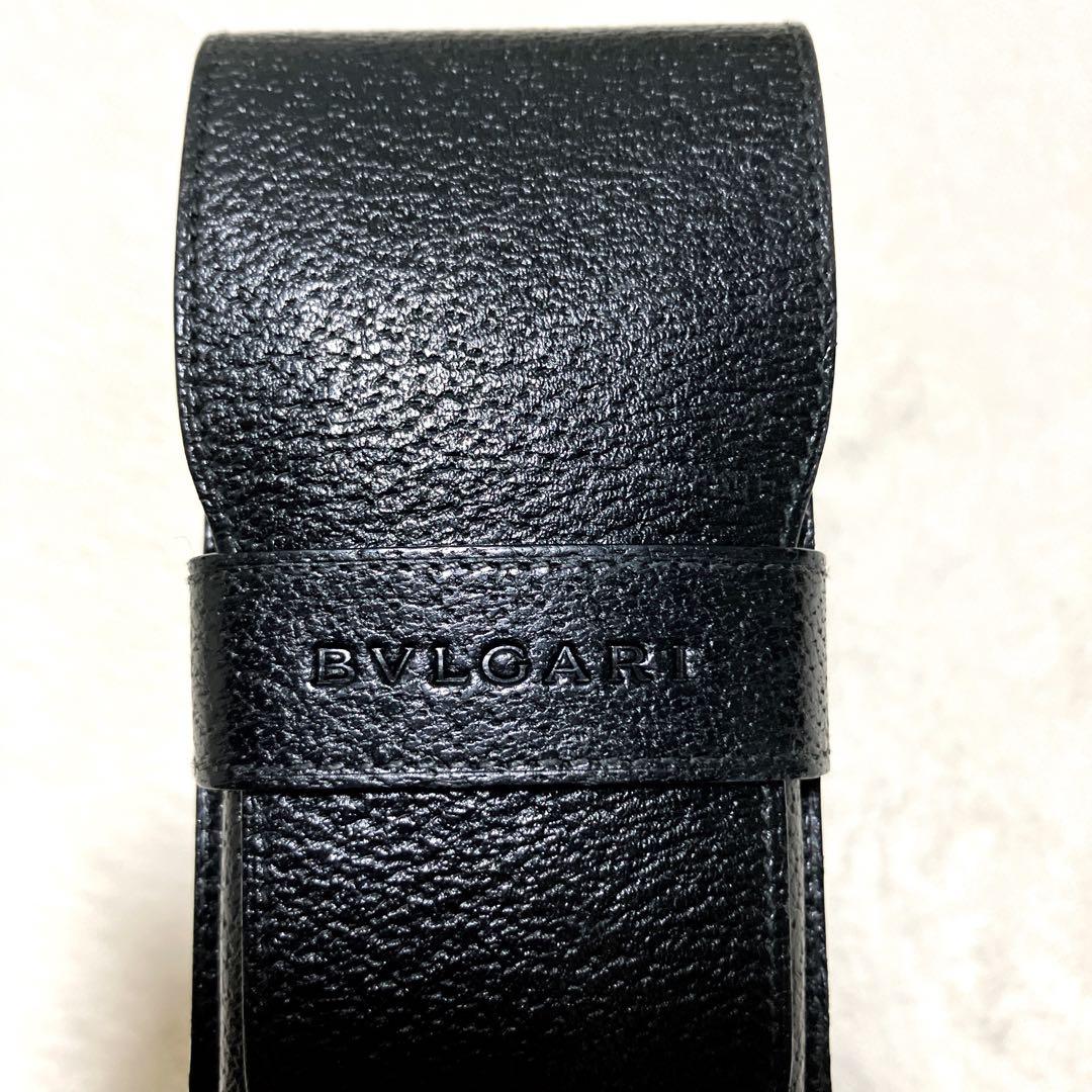 BVLGARI ブルガリ　レザー　ペンケース　ブラック　黒　本革　ロゴ　筆記用具