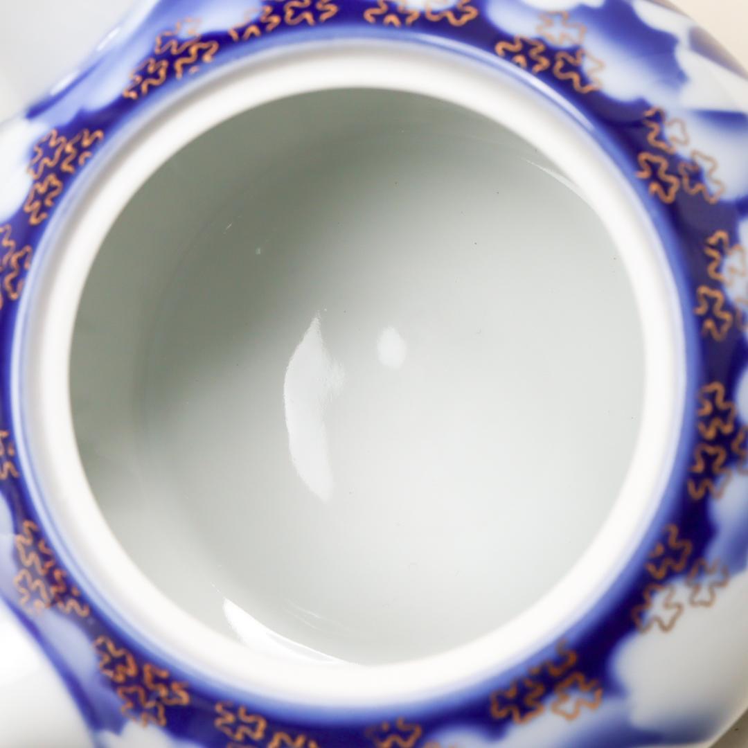 深川製磁 牡丹 金ミル 茶器揃い 湯呑み 6点 急須 共箱 未使用