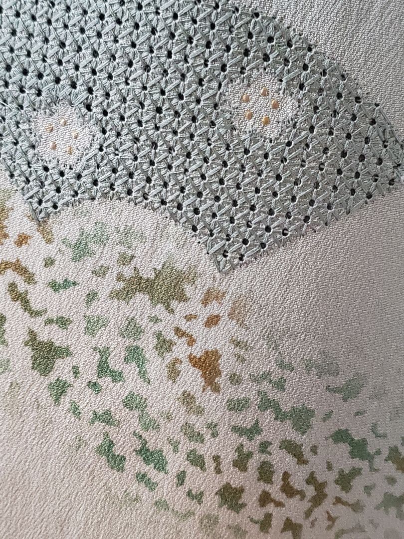 【着物・帯セット＊】水色の訪問着　スワトウ刺繍　盛り金　白金色の袋帯