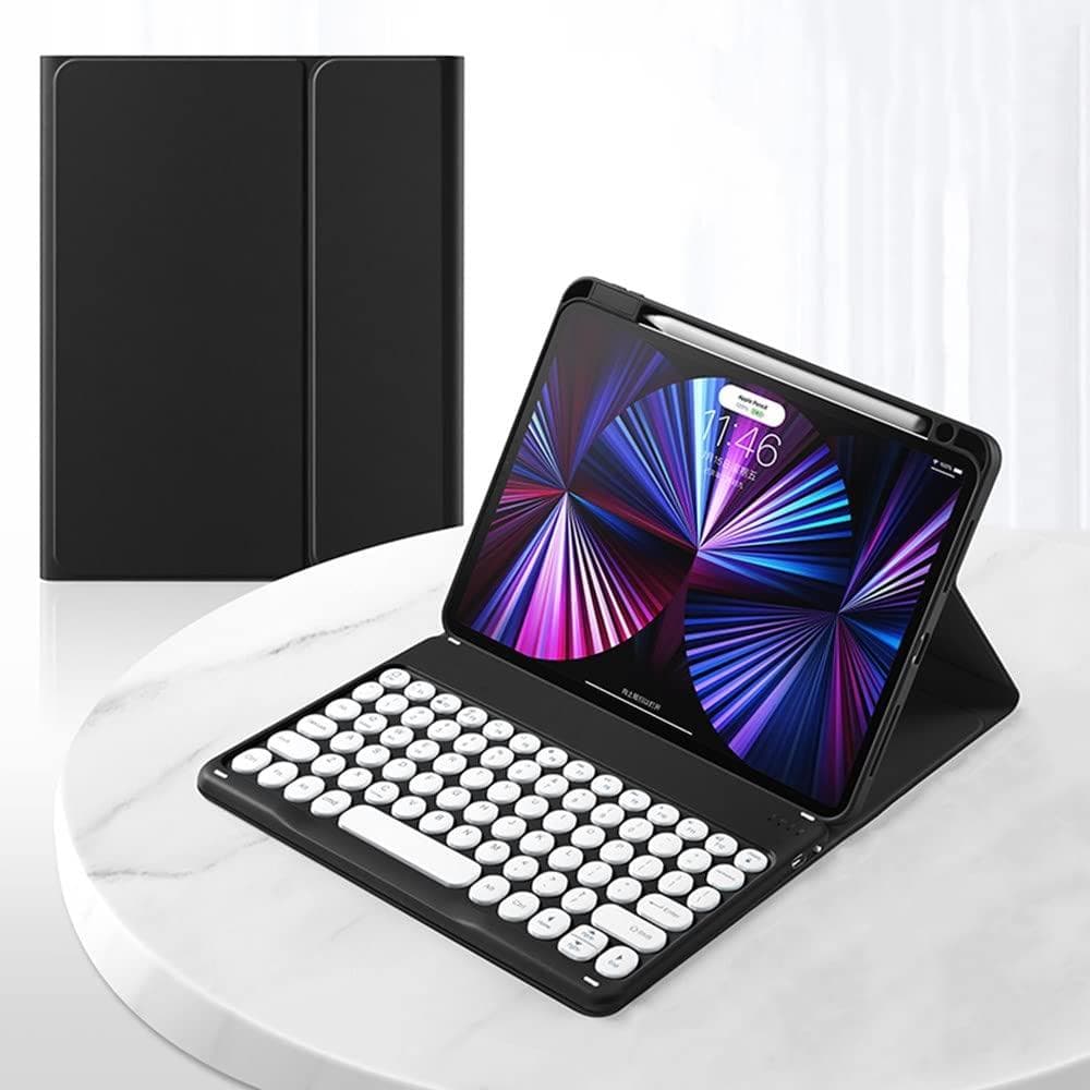 丸いキー アップルペンシル収納充電 iPadキーボードケース