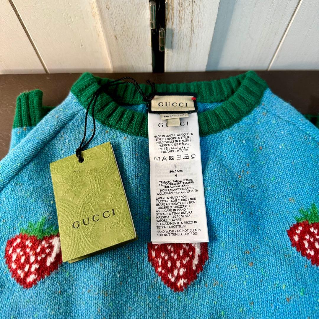 GUCCI グッチ 犬猫 ペット用服 ニット セーター イチゴ柄 Lサイズ