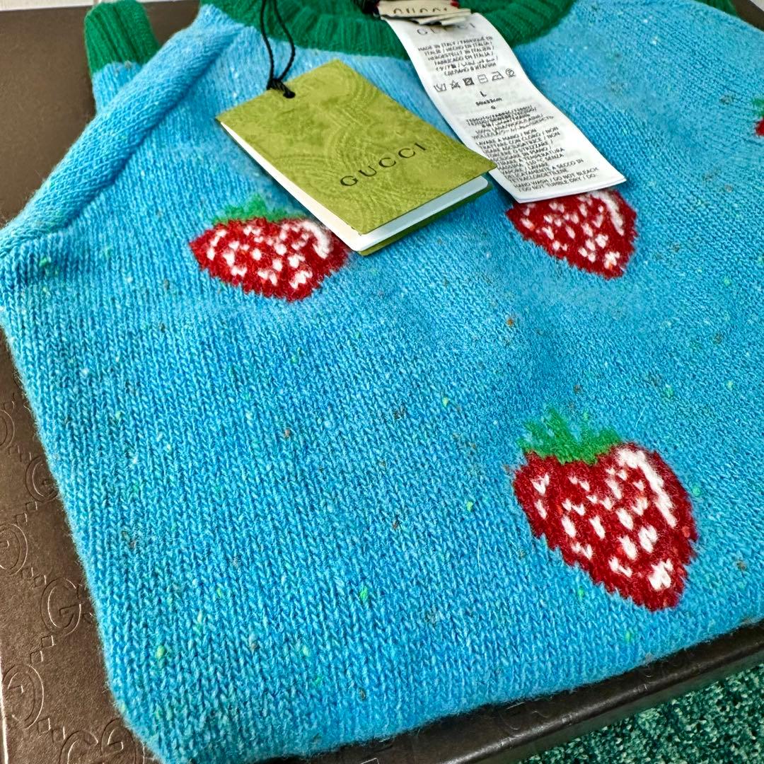GUCCI グッチ 犬猫 ペット用服 ニット セーター イチゴ柄 Lサイズ
