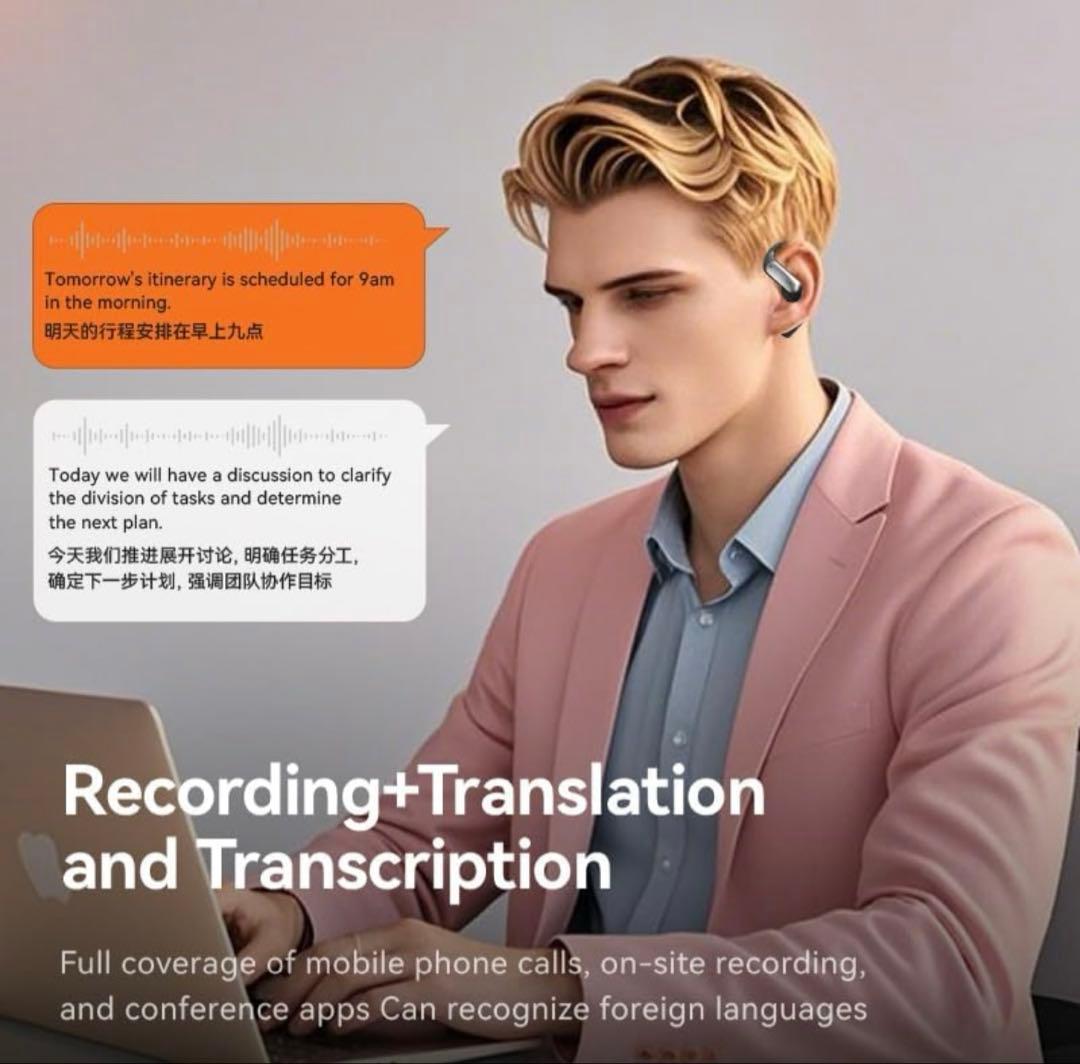 AI翻訳機能付きワイヤレスイヤホン シルバー