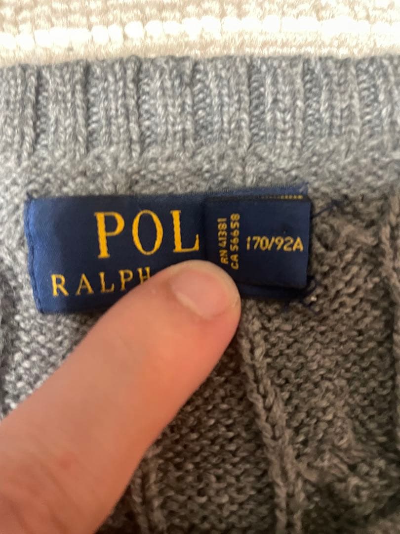 ポロラルフローレン　ケーブルニットセーター Sサイズ　グレー